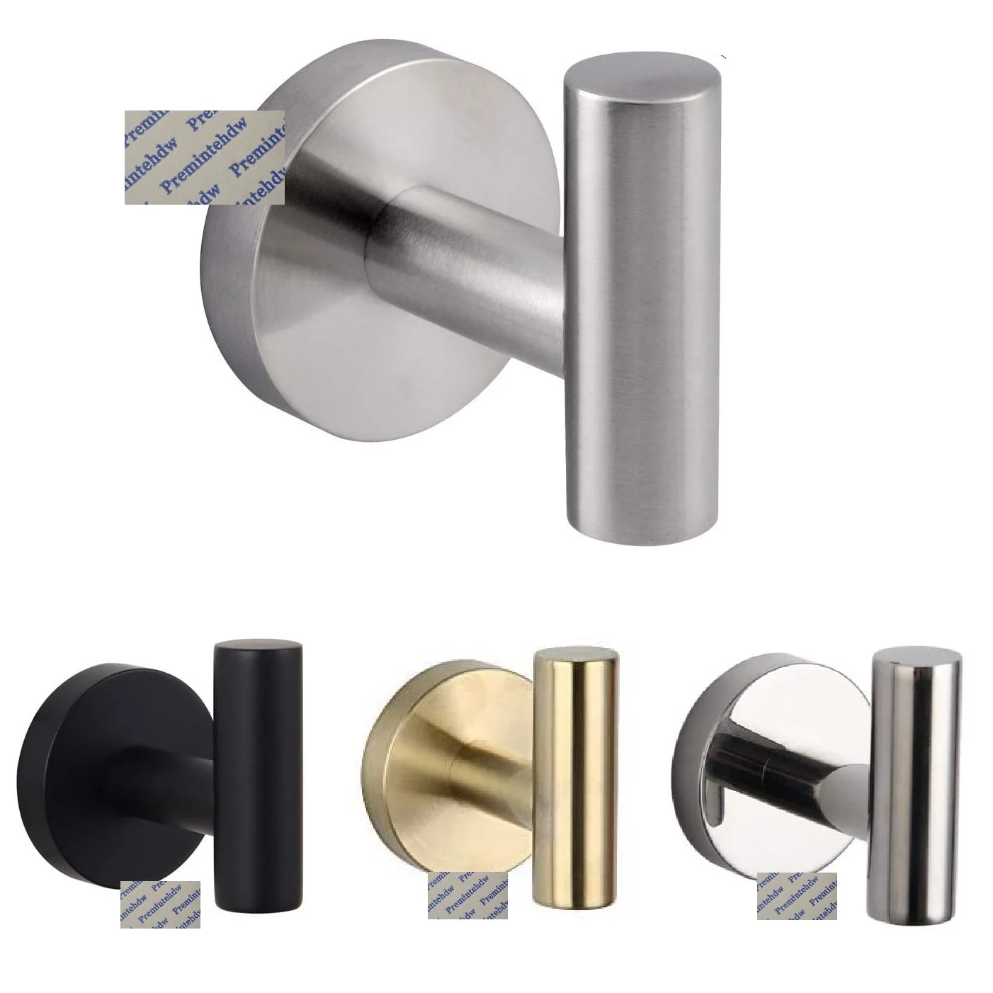 

2Pcs 304 Stainless Steel Coat Hat Towel Scarf Robe Single Hook Wall Mount Hotel Bath Gold Black Brushed Shiny Polished