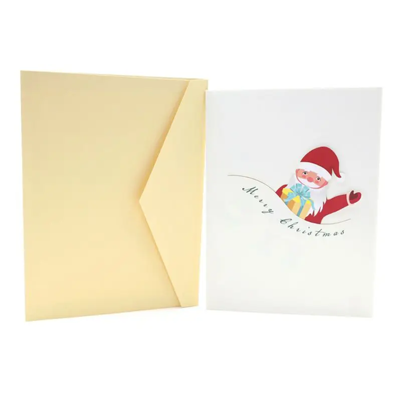  3D Pop Up Santa Claus Greeting Cards Postcards Invitations with Envelope for Kid - 4.0003E+12