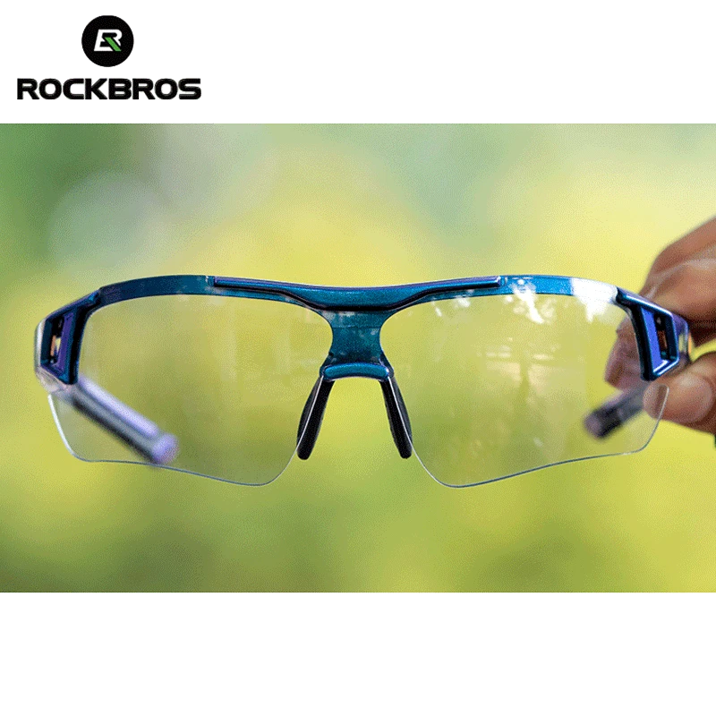 ROCKBRO Photochromic Cycling Glasses UV400 Myopia Frame Gradient Blue Bike Sunglasses Men Women Eyerwear Bicycle Accessories