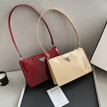 

Vintage Lacquered Pouch 2021 New Simple Pu Leather Shoulder Bag Personalized Casual Fashion Women Handbags Purses