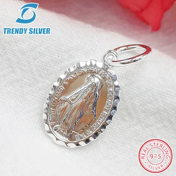 

Gold Blessed Virgin Holy Mother Saint Maris 925 sterling silver pendant necklace fine jewelry for women