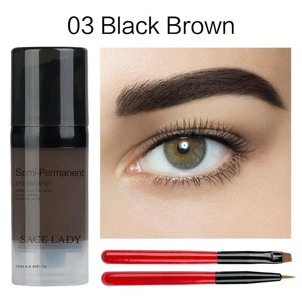 SACE LADY Eye Brow краситель, краска водонепроницаемый гель макияж Расческа для укладки помадой набор черный трафарет для бровей усилитель карандаш набор восковое косметическое средство - Цвет: 03 Black Brown Set