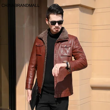 

Men Winter Down Liner Pu Leather Coat Fat Man Plus Fat Plus Size Plus Velvet Thicken Leather Jacket Coat Super