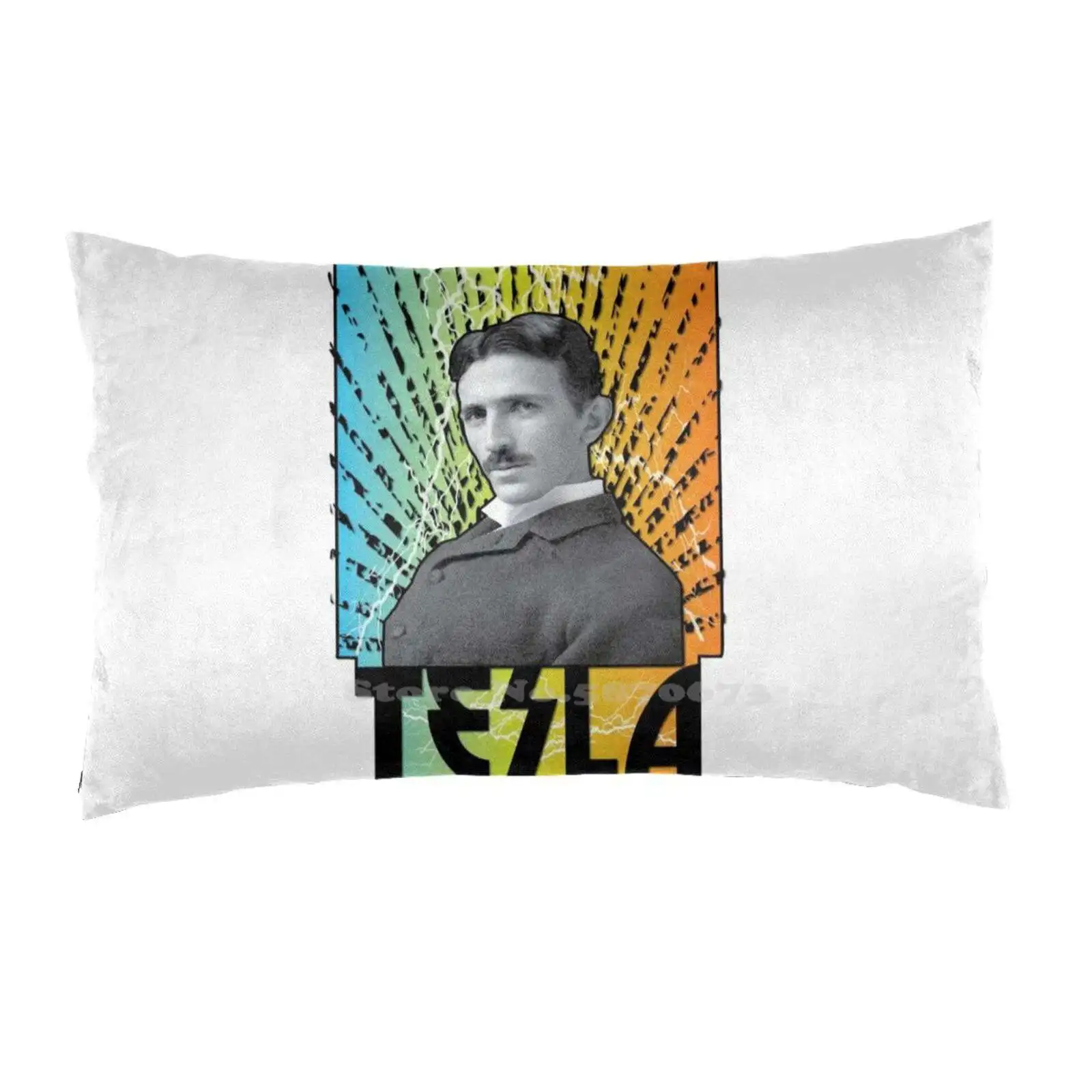 Tesla Print Pillow Cover Hug Federa Tesla Inventor Invention Genius Work Nikola Energy Electricity Smart Engineer Google