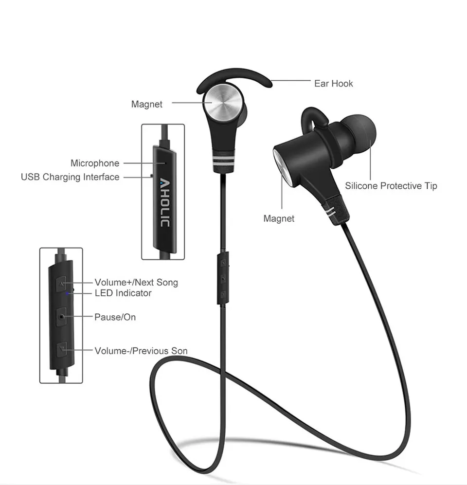 AHOLIC M8 магнитный беспроводной Bluetooth наушники Ушной крючок HD стерео Подавление