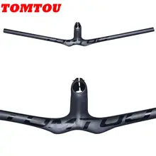 

TOMTOU Full Carbon Fiber Bike MTB Integrated Rise Handlebar Stem Bicycle Mountain Parts For Fork 28.6mm Matte Black Glossy Logo