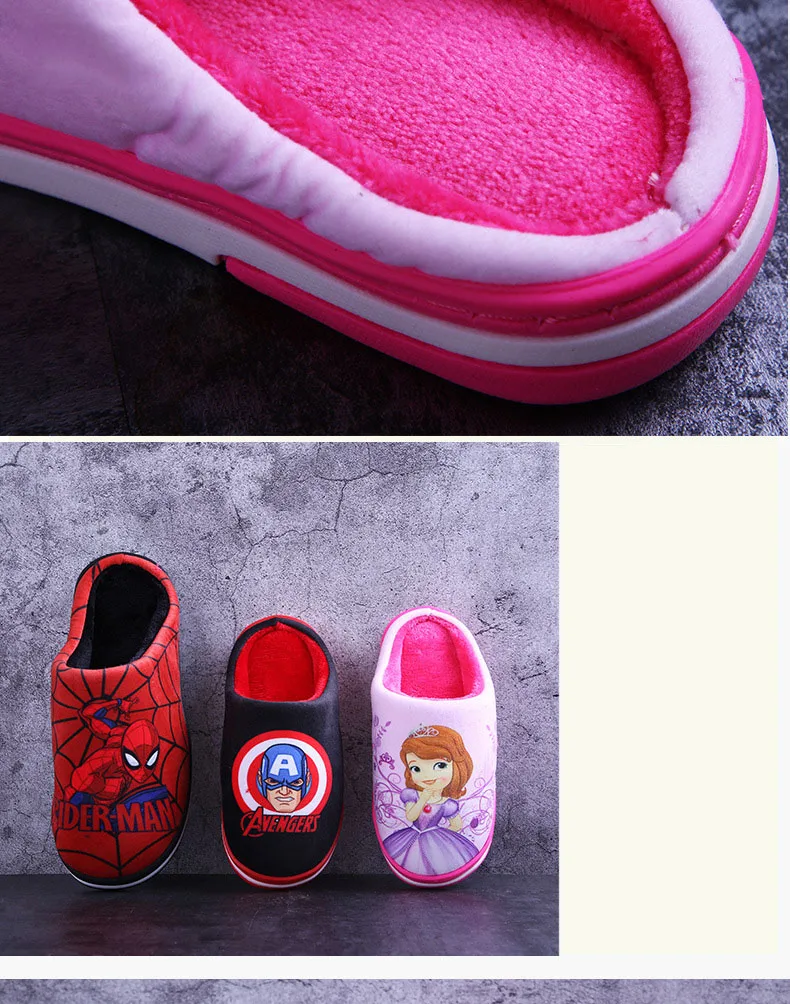 Детские тапочки; детская зимняя Толстая мягкая забавная домашняя обувь для мальчиков; тапочки с героями мультфильмов для маленьких девочек; домашние и уличные тапочки
