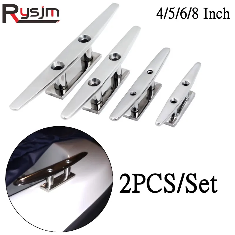 Low Flat Cleat 316 Stainless Steel 2 Hole Hardware For Marine Boat Deck
