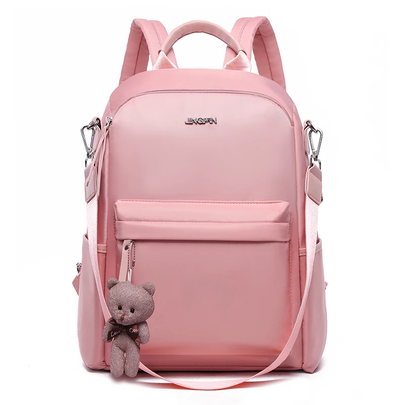 Деловой женский рюкзак с USB зарядкой для компьютера, 15,6 дюймов, сумка для ноутбука, Женский Противоугонный рюкзак для путешествий, Студенческая школьная сумка для колледжа - Цвет: Pink