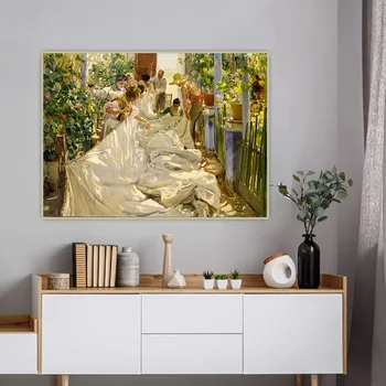 

Citon Joaquin Sorolla《Sewing the Sail》Canvas Art Oil Painting Artwork Poster Picture Backdrop Wall Decor Home Decoration