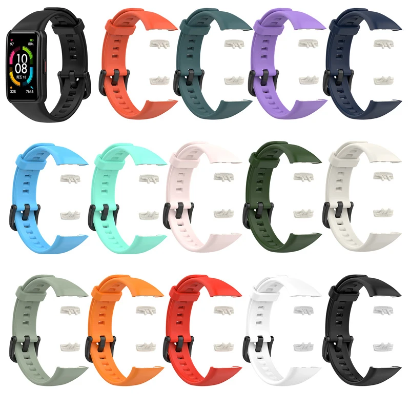 Ремешок сменный силиконовый для наручных часов Huawei band 6 спортивный Регулируемый
