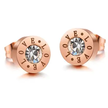

SHOWTIME small earrings for women stud earrings rose gold crystal stainless steel kpop earings fashion korean cute luxury studs