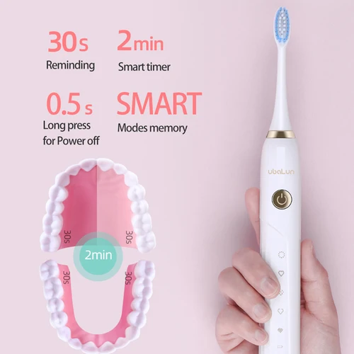UBALUN-충전식 초음파 전동 칫솔, 마그네틱 서스펜션 소닉 칫솔 5 8 개 어태치먼트 6