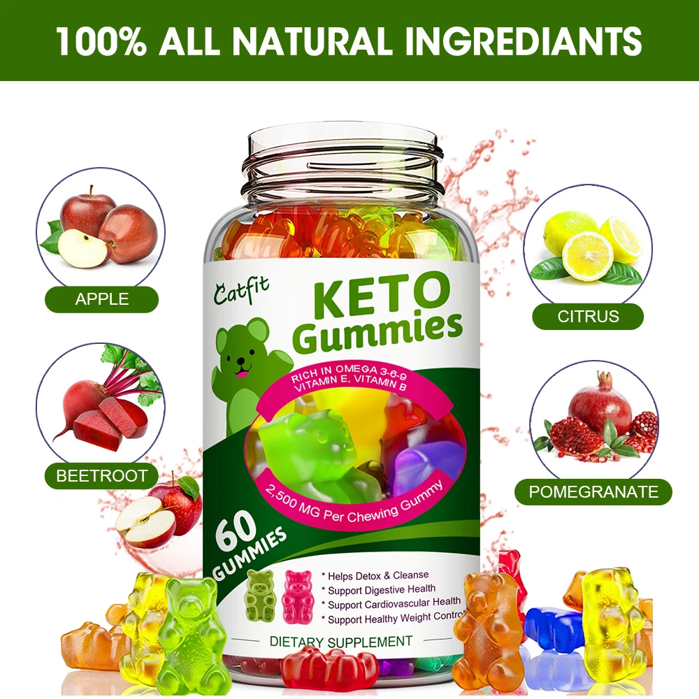 CatFit Vegetarian Malic Acid Ketogenic Gummmies Apple Cider Vinegar Slime KETO Diet Fat Burner Weightloss Snack