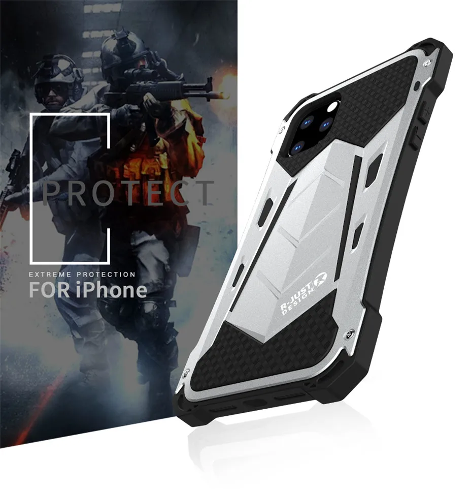 R-JUST для iPhone 11 Pro Max iPhone 11 чехол Роскошный Doom Armor Duty противоударный алюминиевый металлический чехол для iPhone 11 Pro