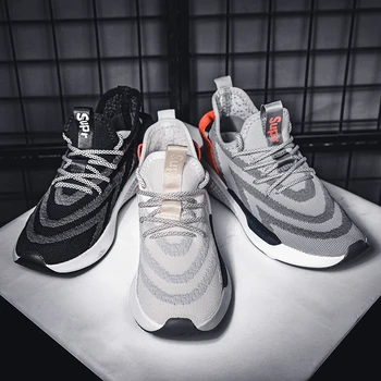 

Fashion Sneakers For Men Outdoor Fitness Men's Casual Shoes High Quality Breathable Damping vulcanized shoes Low Flyknit Lace-up