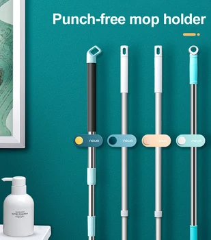 

Non-marking mop holder broom card holder mop clip hook non-marking free punching mop clip bathroom wall mount