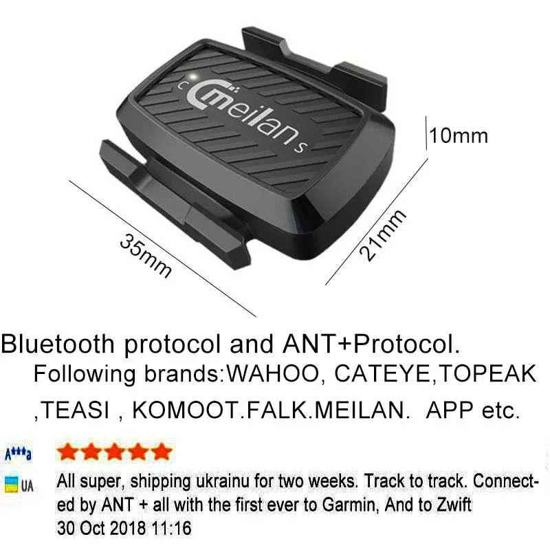 

Bike Bluetooth 4.0 Computer Speedometer Counter Cycling Cadence Sensor Fitness Meilan C1