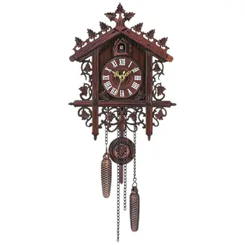 

Vintage Wood Cuckoo Wall Clock Hanging Handcraft Clock For Home Restaurant Decoration Art Vintage Swing Living Room #2