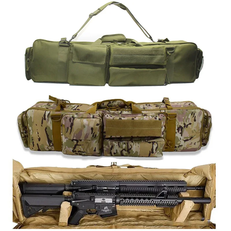 Double Rifle Military Tactical Gun Bag Shooting Hunting Carry Case Strap Bag Set 
