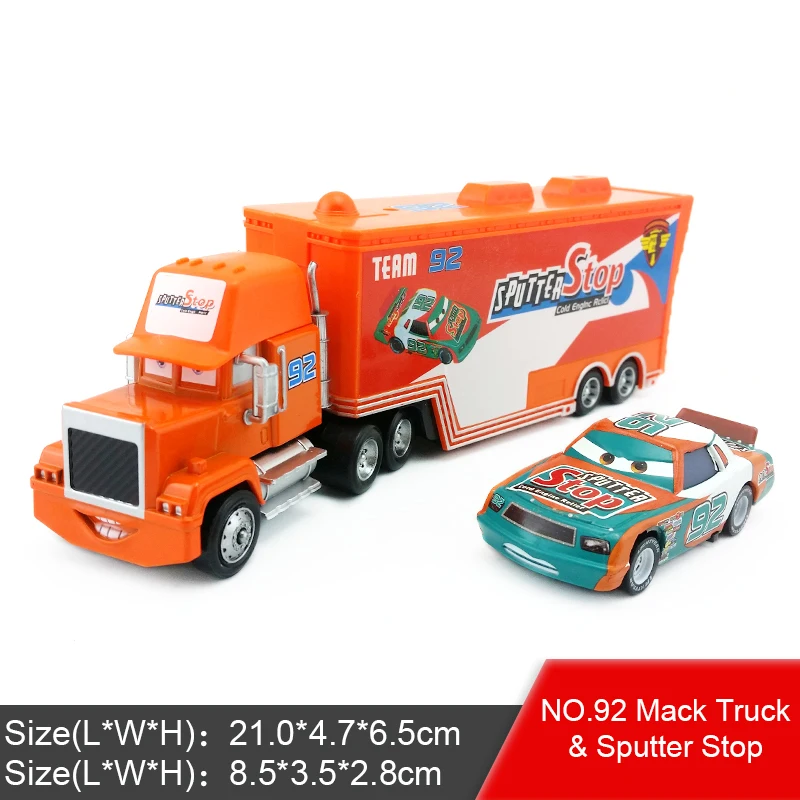 20 видов стилей disney Pixar Cars mack truck+ маленький автомобиль Чико Хикс Маккуин 1:55 литой под давлением сплав и пластиковые модели игрушки для детей, подарки - Цвет: No 92 (2pcs lot)