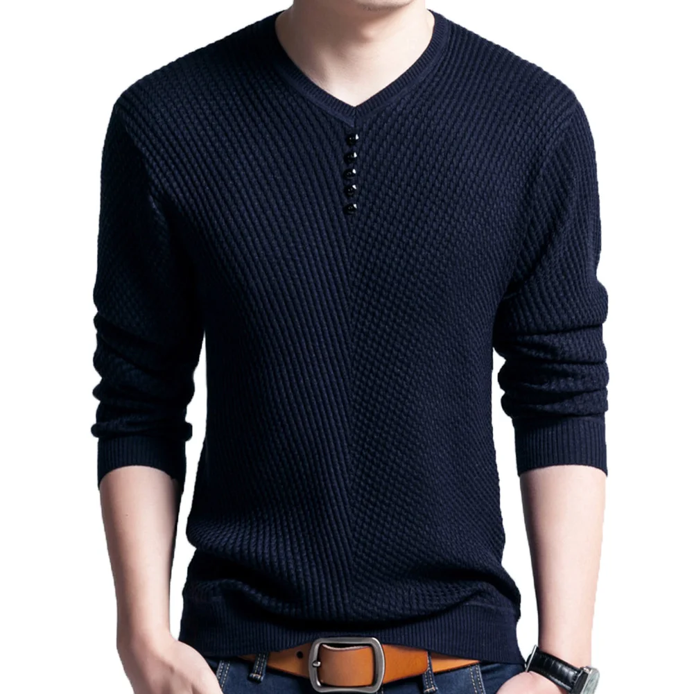 mens turtle neck Chic Autumn Winter Sweaters Men Solid Color V Neck Long Sleeve 2021 Pullover Knitted Pull Sweater Mens Sweaters  Male Knitwear crew neck sweater