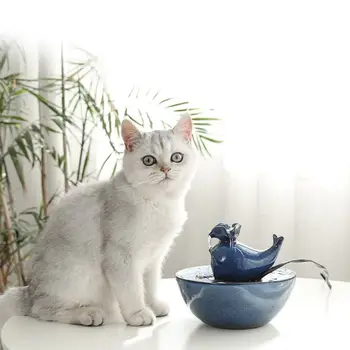 

Electric Ceramics Cat Drinking Feeder Automatic Circulating Little Fish Shape Cats Drinking Dispenser Fountain for Cats Dogs