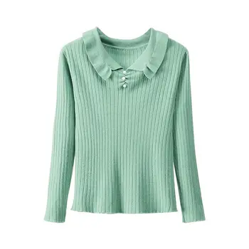 

Korean Style Autumn Solid Color Pearl Sweater Women Sweet Long-sleeved Knitted Pullover Harajuku Jumpers Pull Femme1