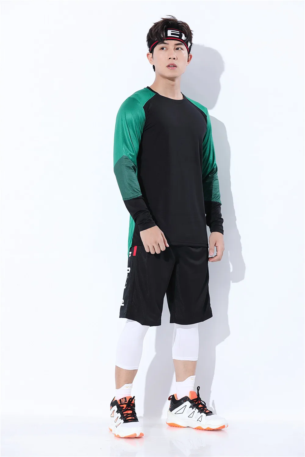 9106 投篮大装训练服 黑配墨绿色5