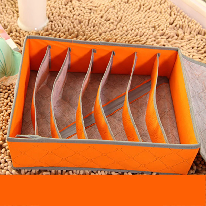 Мульти-носки в сетку Органайзер коробка для хранения нижнего белья бюстгальтер ящики разделители Organizador нетканый шкаф органайзеры под одежду - Цвет: 7 Grid Orange