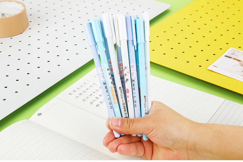 12 шт 0,5 мм креативная Милая пластиковая гелевая ручка Kawaii цветной гелевый подарочный набор ручек для студентов стационарные офисные школьные принадлежности 04265