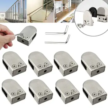 

8pcs 304 Stainless Steel Glass Clamp Bracket Clip Holder 8-10mm for Balustrade