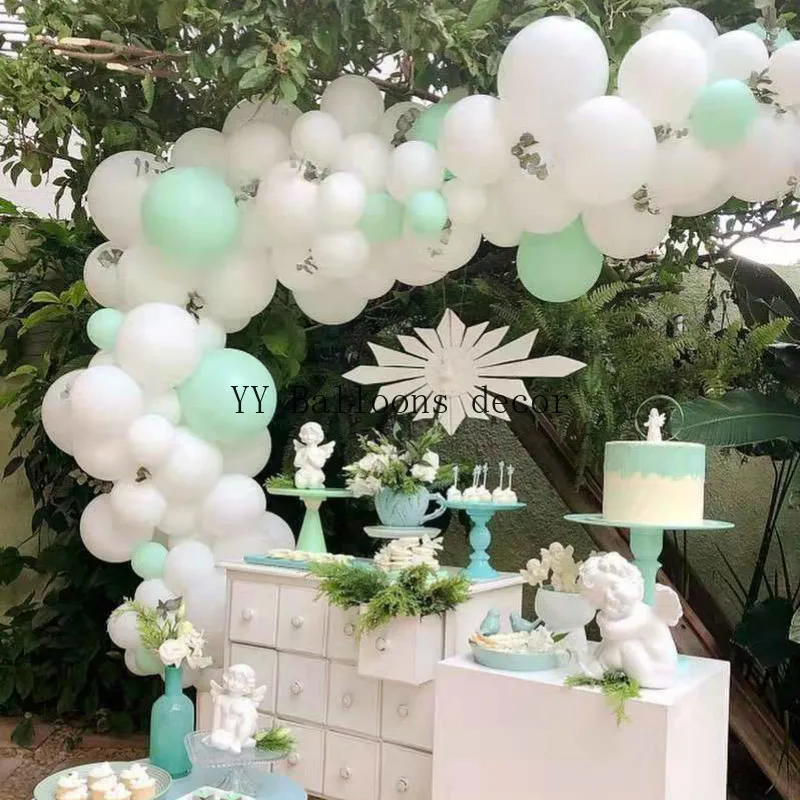

102pcs Macaron Mint White Pastel Balloon Garland Global Arch Birthday Party Baby Shower Wedding Background Wall Decor
