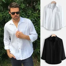 Мужская Новая мода длинный рукав сплошной цветной лацкан деловая или Повседневная рубашка Топы Блузка рубашка мужская Z4