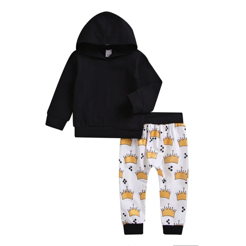 as show Newborn Baby Boys Girls Sets Cute Hooded Clothing Pants Long Sleeve hoodie Infant kids Fall clothing - Color: as show