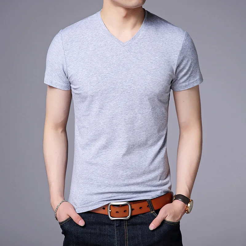 

MRMT 2024 Brand New Men's T Shirt Cotton Short Sleeved V Collar T-shirt for Male Leisure Pure Color Half Sleeved Tops T-Shirt