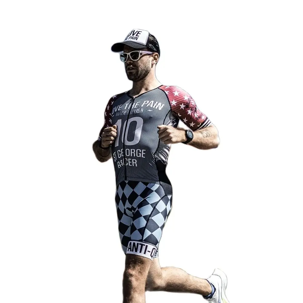 Love The Pain Men Cycling Skinsuit Triathlon Speedsuit Trisuit Short Sleeve Speedsuit Maillot Ciclismo New Style Jumpsuit 2021