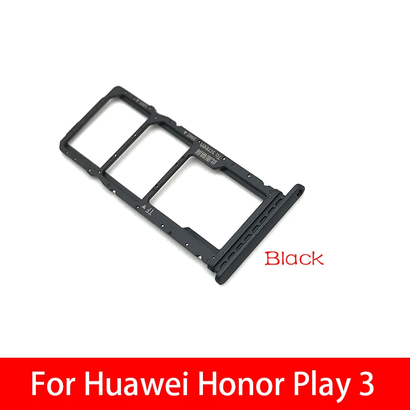 Black Micro Nano SIM Card Holder Tray Slot Holder Adapter Socket For Huawei Honor Play 3 - Color: Black