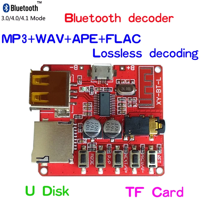 

TZT New Bluetooth decoder board MP3 lossless car speaker amplifier modified Bluetooth 4.1 circuit board