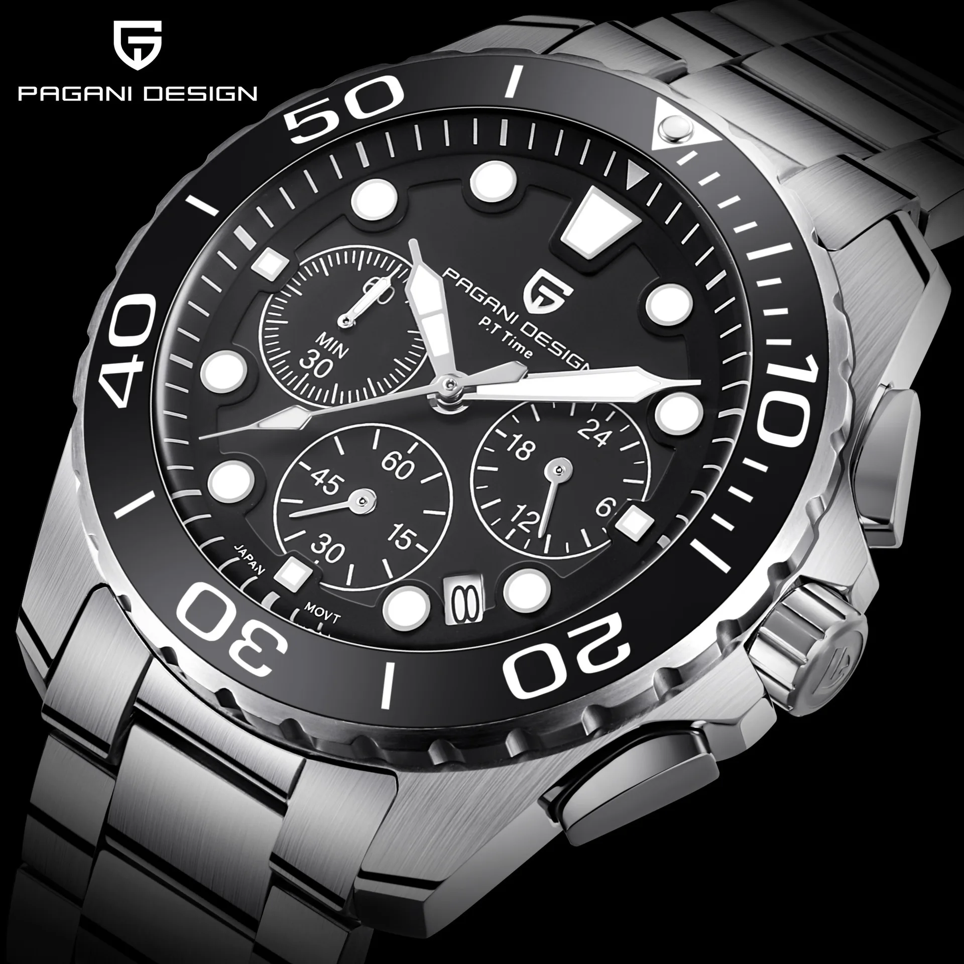  Top marque de luxe PAGANI DESIGN hommes lumineux montre à Quartz mode bracelet en acier calendrier 