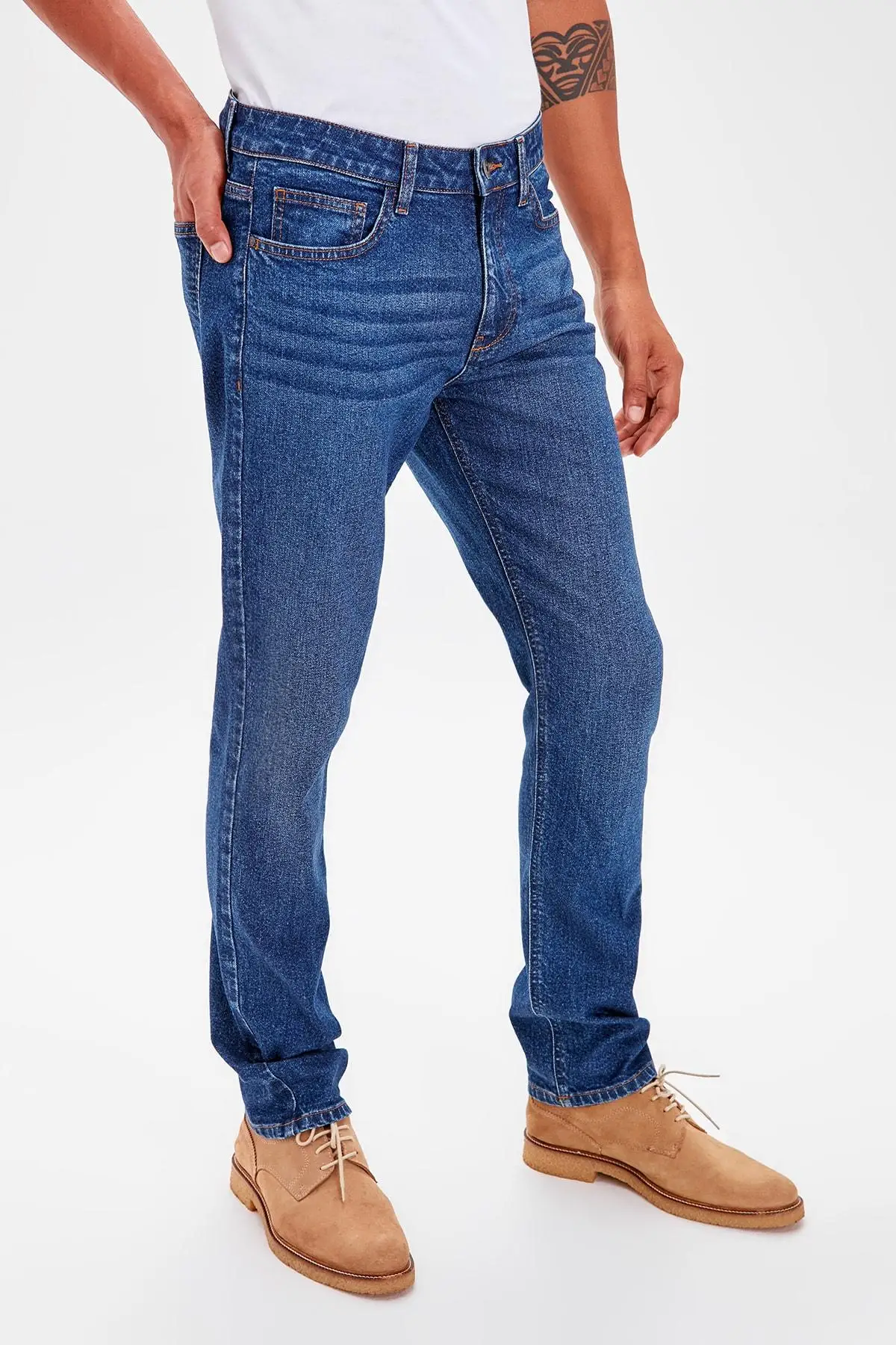 Trendyol Индиго мужские облегающие джинсы TMNAW20JE0004