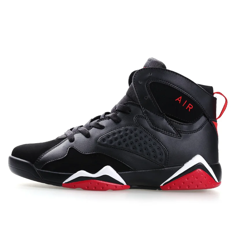 Новинка, стильные высококачественные дышащие противоударные баскетбольные кроссовки с высоким берцем, мужские Нескользящие баскетбольные кроссовки Jordan Basket, zapatillas hombre - Цвет: black red