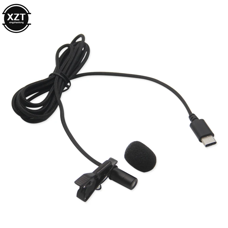 Мини микрофон Type C USB конденсаторный аудио запись петличный зажим проводной для