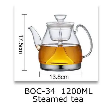 Многофункциональный стеклянный чайник для заварки чайной посуды стеклянный паровой чайник газовая плита использует стеклянный горшок - Цвет: BOC34  Steamed tea