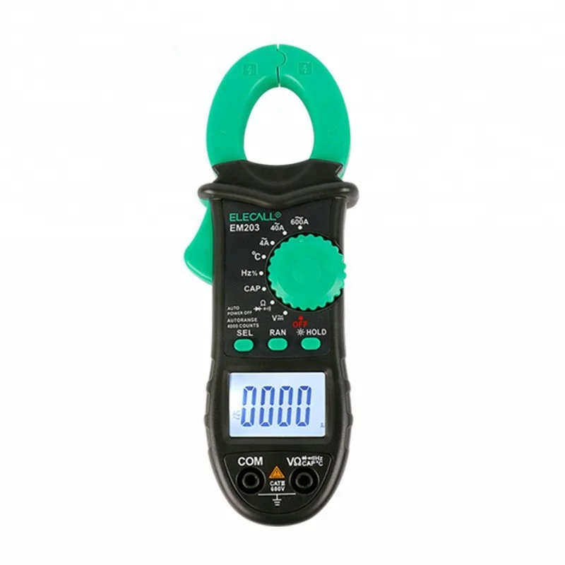 

EM203 4000 Counts AC/DC Voltage Current Resistance Capacitance Frequency Temperature Digital Clamp Meter