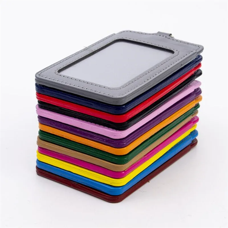610 PU Leather material double card sleeve ID Badge Case Clear Bank Credit Card Badge Holder Accessories wallet card holder card holder credit card holder card wallet id card holder id card case card sleeve card sleeves