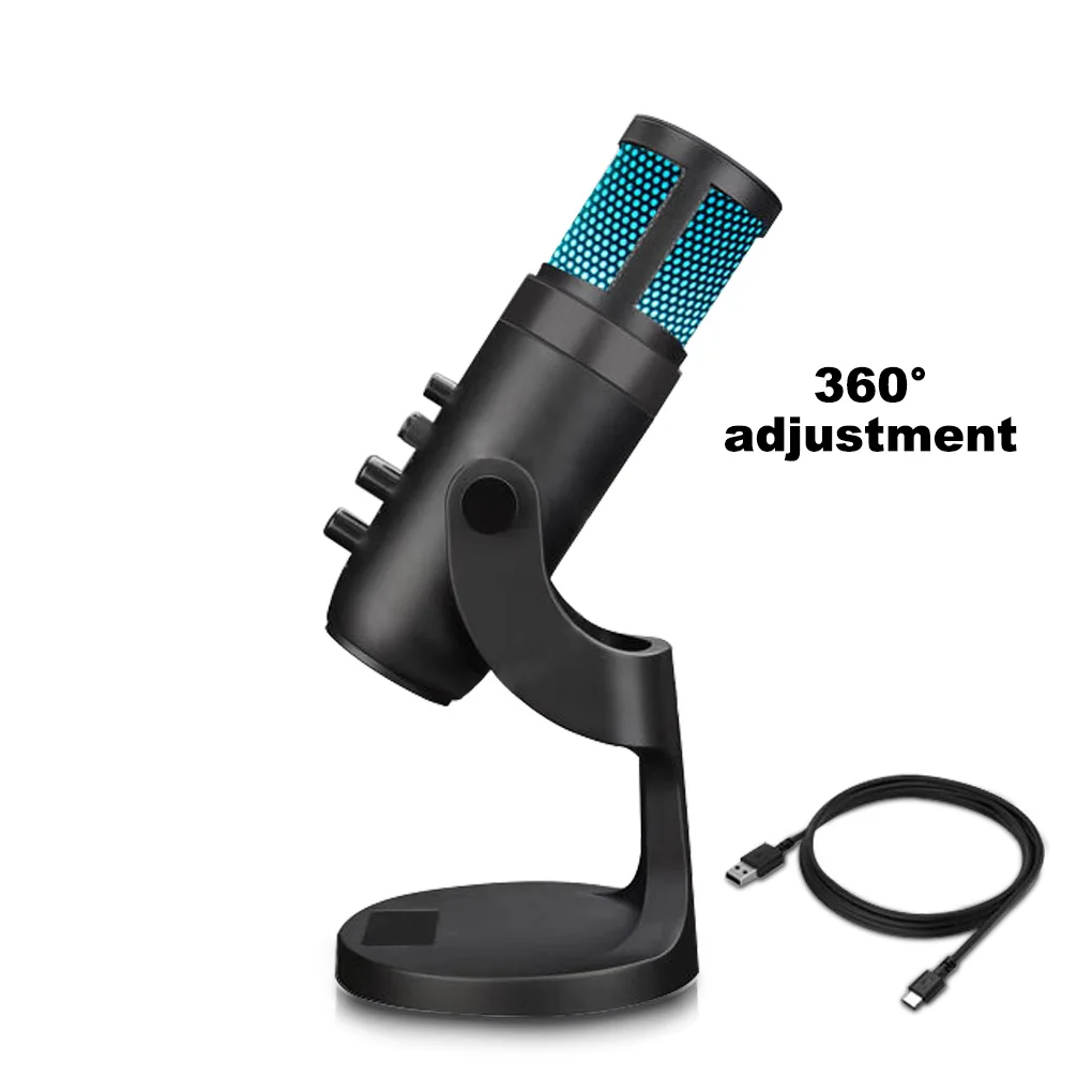 USB Condenser Microphone for Computer PC Mic Stand POP Filter Gaming YouTube Podcast Video | Электроника