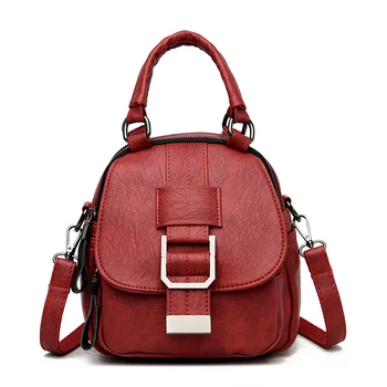 

PU Large Backpack Metal Sheets 2 Shoulder Straps Handbag sac a main bolsa feminina поясная сумка Women Backpack