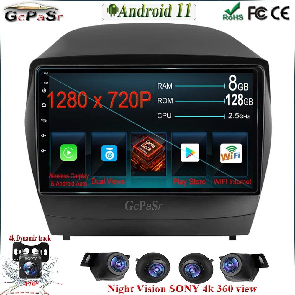 360 camera Car Stereo Multimedia Player for Hyundai Tucson 2 / ix35 2009 - 2015 Android 11 GPS Navigation BT WIFI DSP IPS | Автомобили и