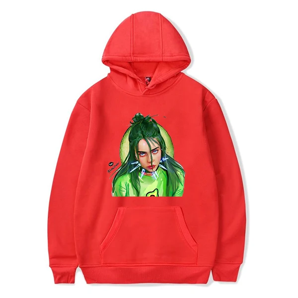 Толстовка с капюшоном с принтом Billie Eilish, худи для женщин и мужчин, уличная одежда худи в стиле хип-хоп, Розовая Одежда для девочек, зимняя рубашка Harajuku - Цвет: 905-JX-billie 21